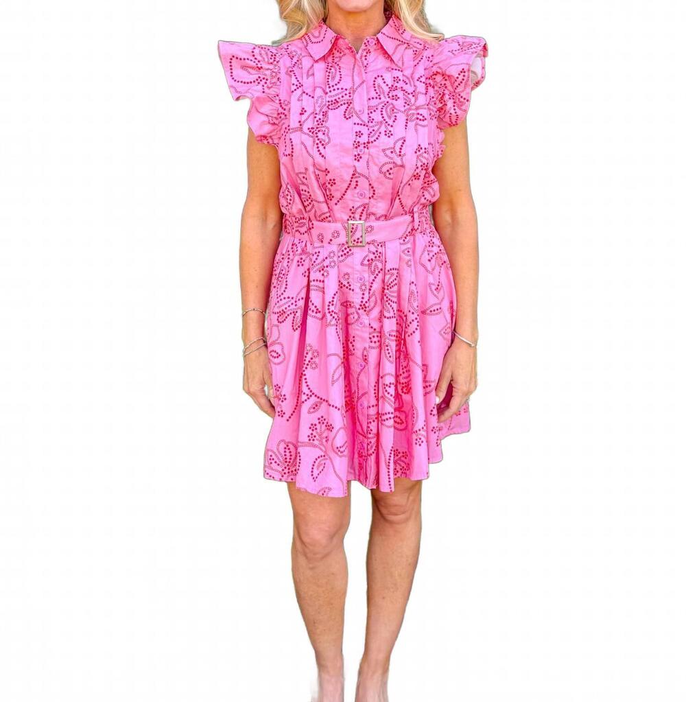 NEW ENTRO belted mini dress in blushing petal